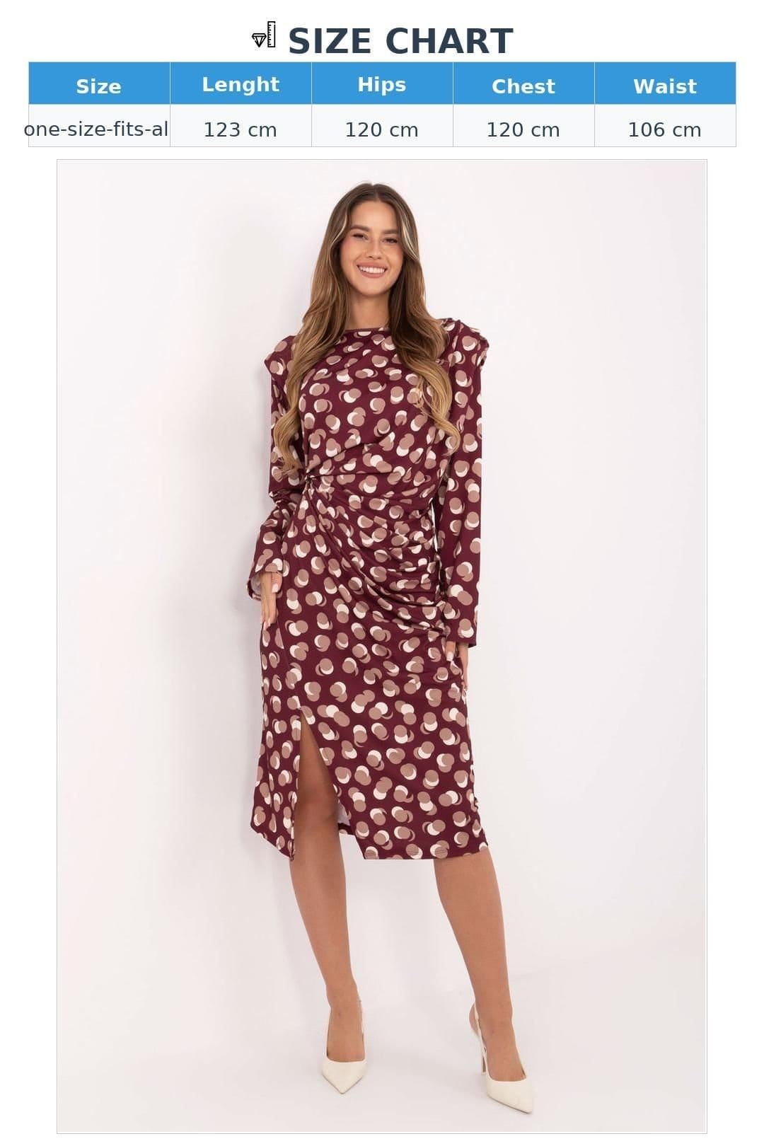 Love Lace Love Lace Women's Geometric Draped Midi Dress with Shoulder Pads in Red - 4