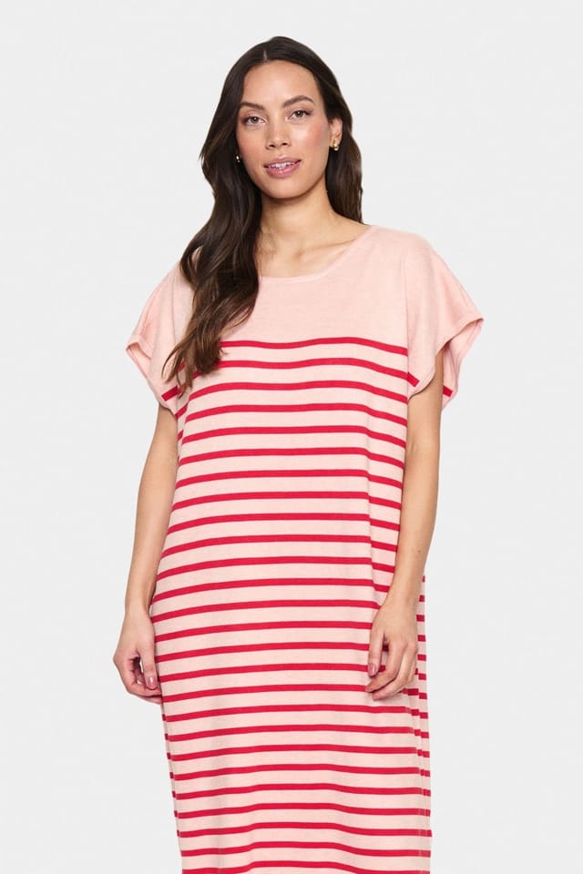 Saint Tropez Saint Tropez Women's MilaSZ Striped Short Sleeve Midi Dress in Pale Pink - 3