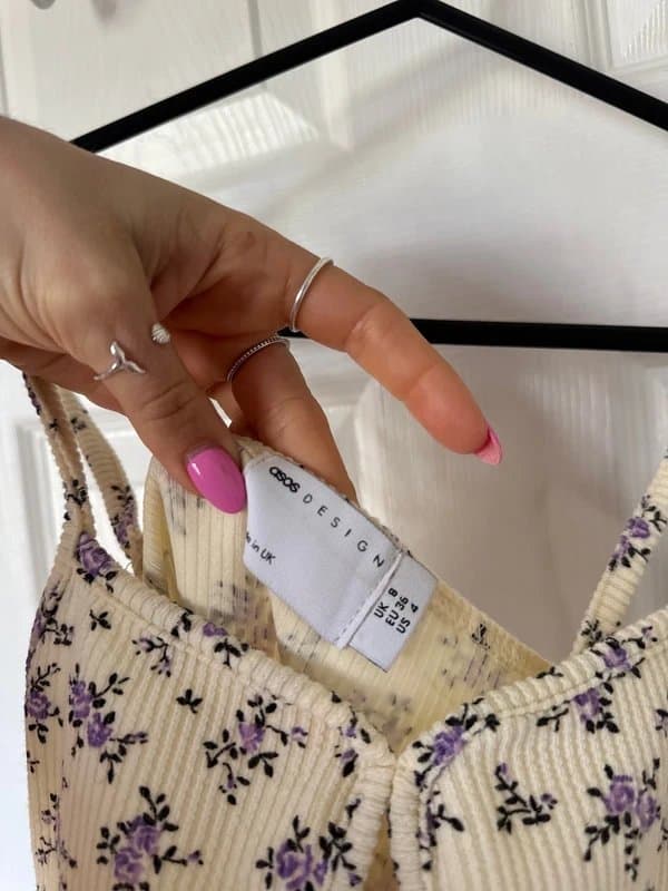 ASOS Design ASOS Design Cream + Purple Floral Dress