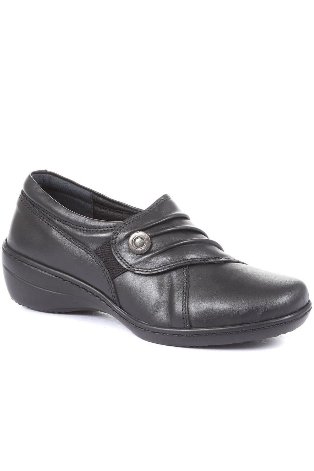 Pavers Pavers Black Leather Slip-On Shoes for Women