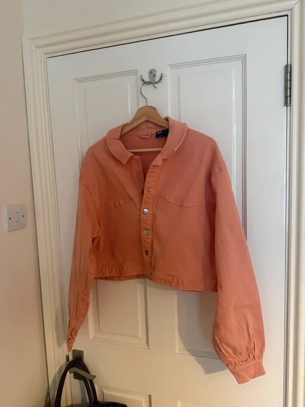 ASOS Coral cropped denim jacket