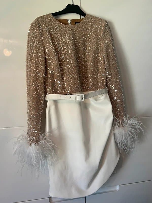 Lavish Alice Lavish Alice sequin feather cuff dress
