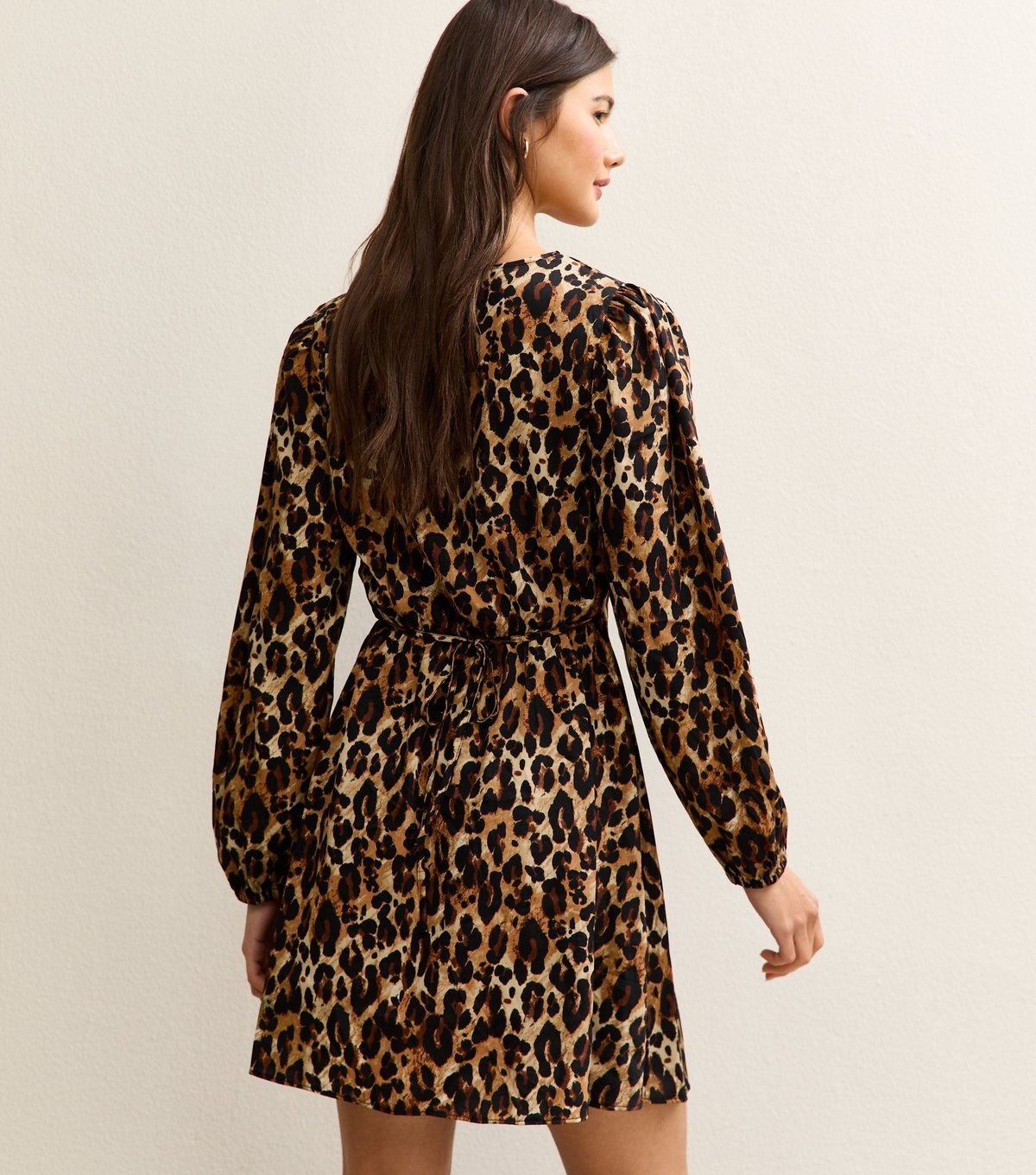 New Look Women's Brown Animal Print Velvet Bow Mini Dresss New Look - 4