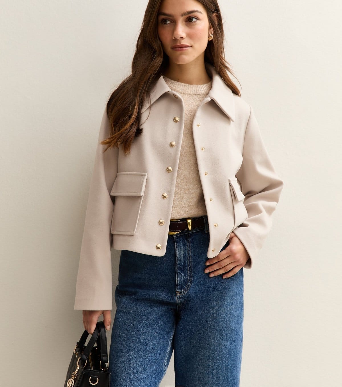 New Look Women's Petite Off White Faux Fur Collar Shacket New Look - 4