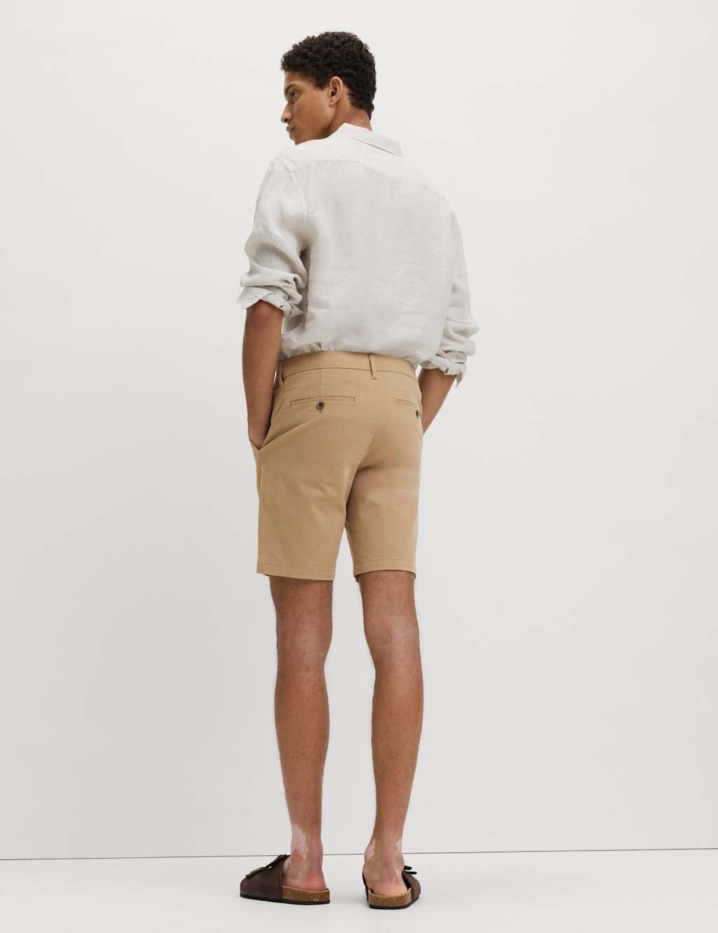 Marks & Spencer M&S 2 Pack Slim Fit Stretch Chino Shorts Sand - 3
