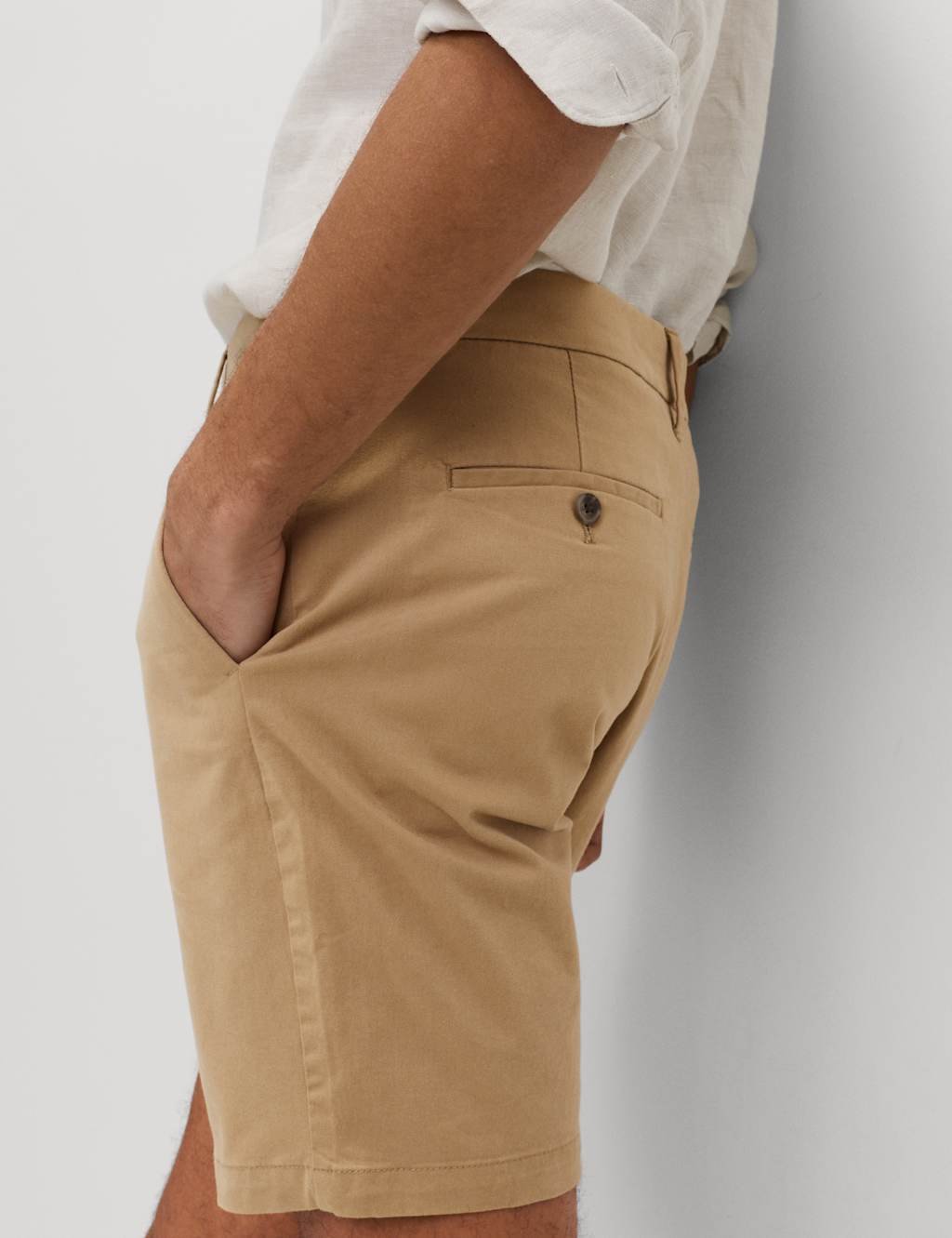 Marks & Spencer M&S 2 Pack Slim Fit Stretch Chino Shorts Sand - 4