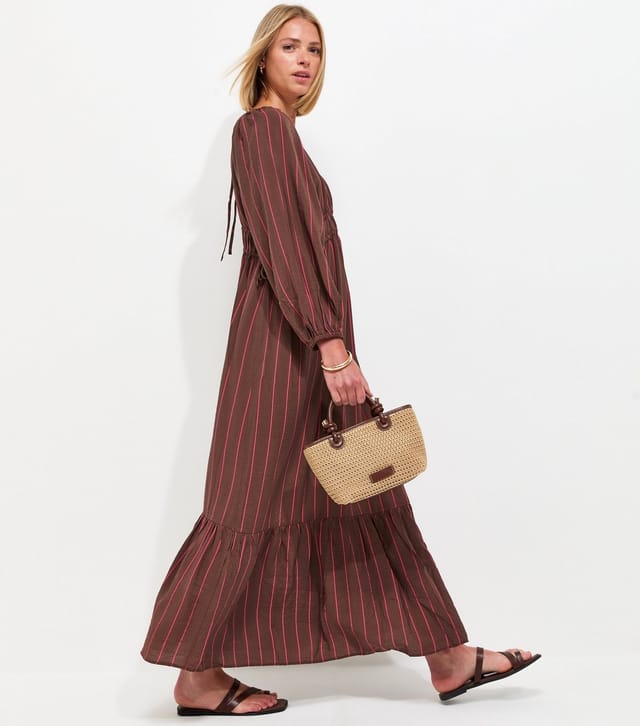 New Look Women's Brown Striped Long Sleeve Smock Midi Dress New Look - 3