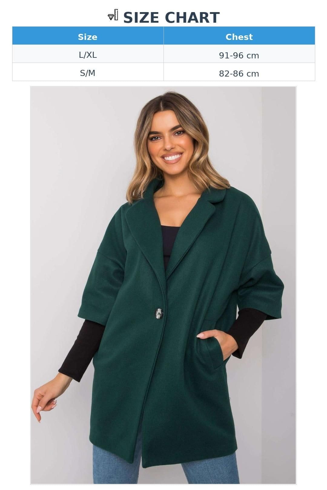Love Lace Love Lace Women's Loose Fit Button Lined Coat with Pockets in Green - 4