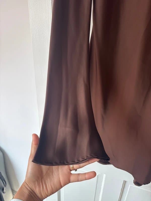 Bershka Bershka brown satin tie back dress