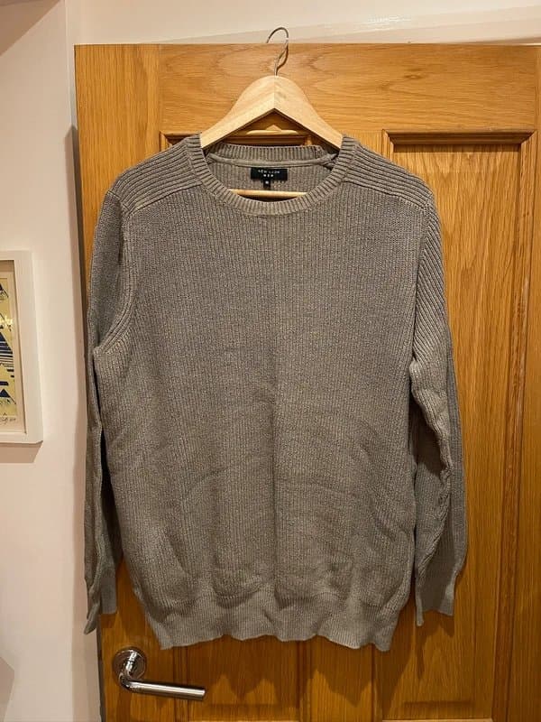 New Look New Look Men Chunky Knit Jumper Grey Crew Neck Sweater XL