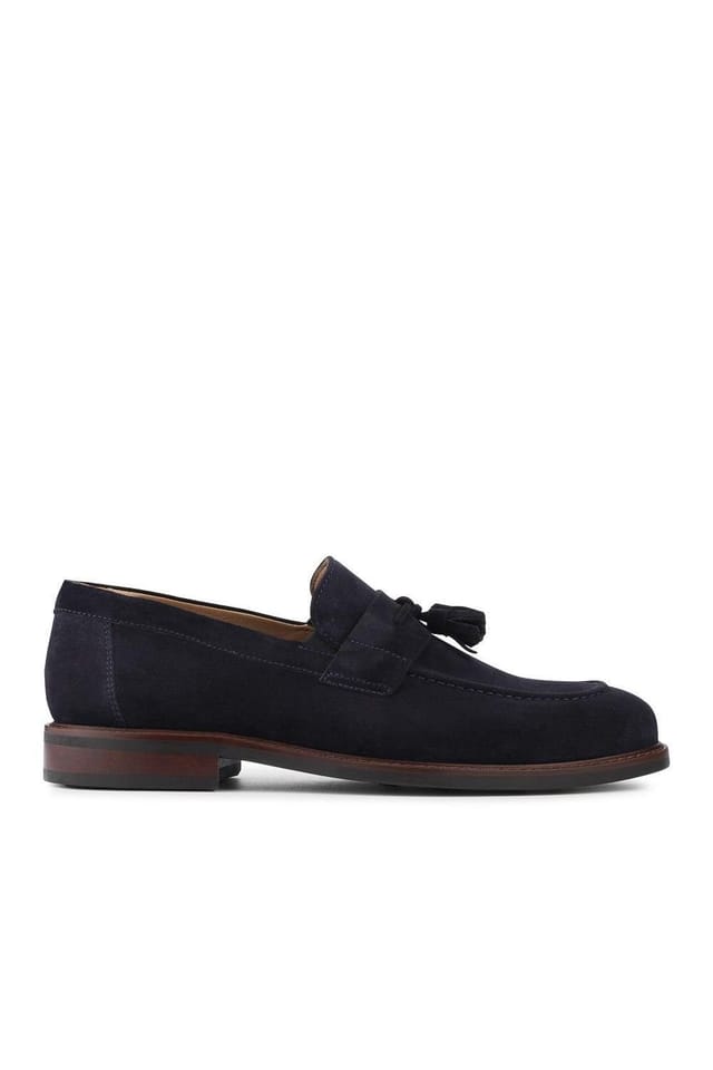 Jones Bootmaker Jones Bootmaker Men's Rodrigo Wide-Fit Leather Tassel Loafers in Navy - 2