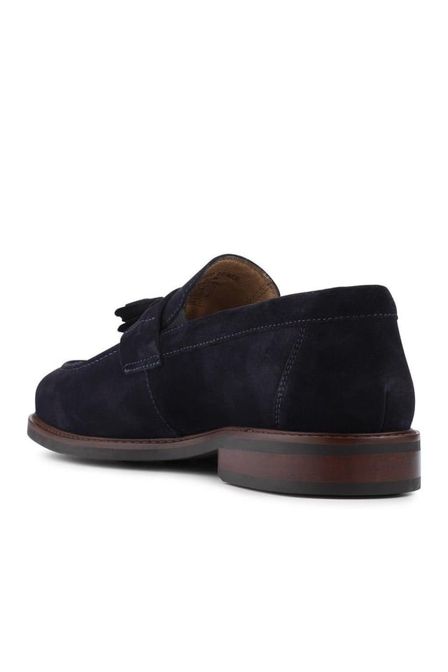 Jones Bootmaker Jones Bootmaker Men's Rodrigo Wide-Fit Leather Tassel Loafers in Navy - 3
