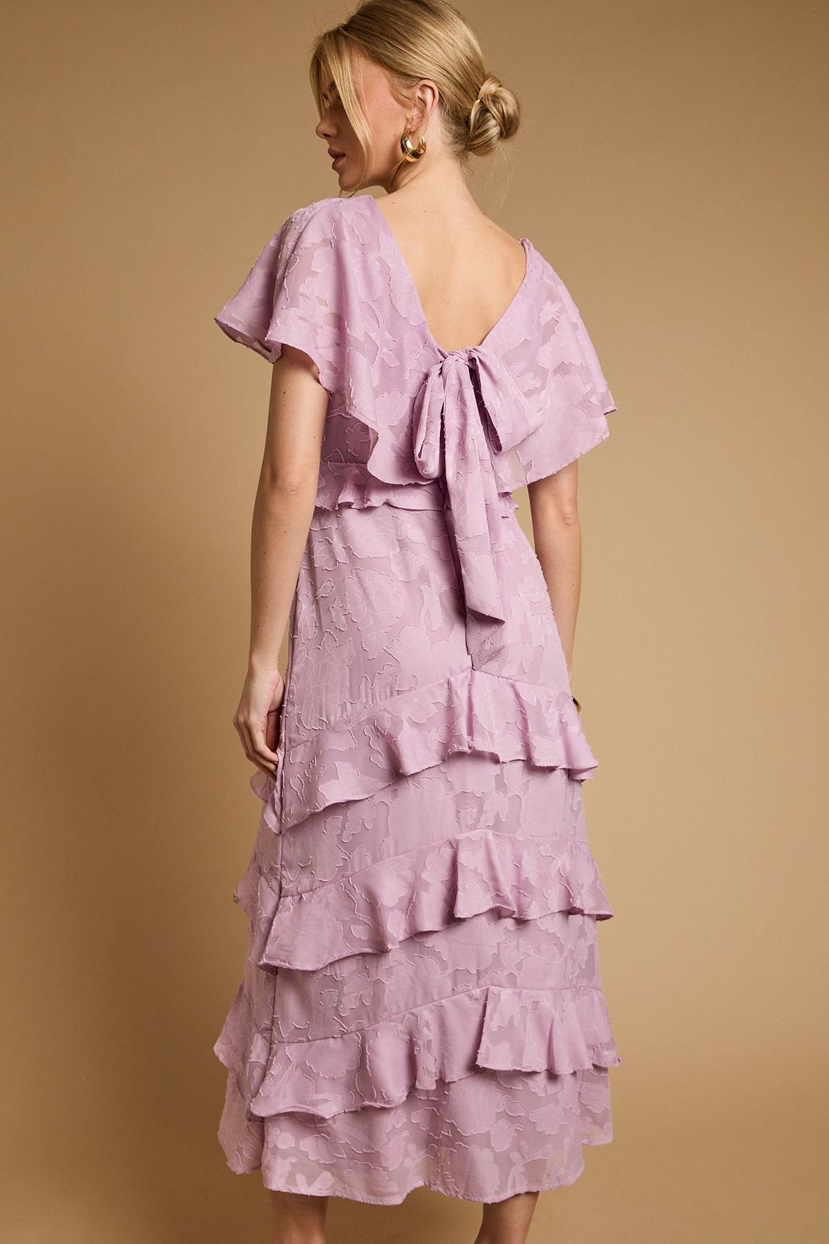 Oasis Oasis Women's Petite Jacquard Ruffle Maxi Dress in Lilac - 3