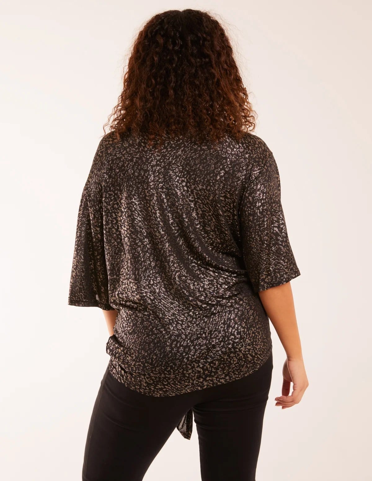 Blue Vanilla Leopard V Neck Tie Front Top - 4
