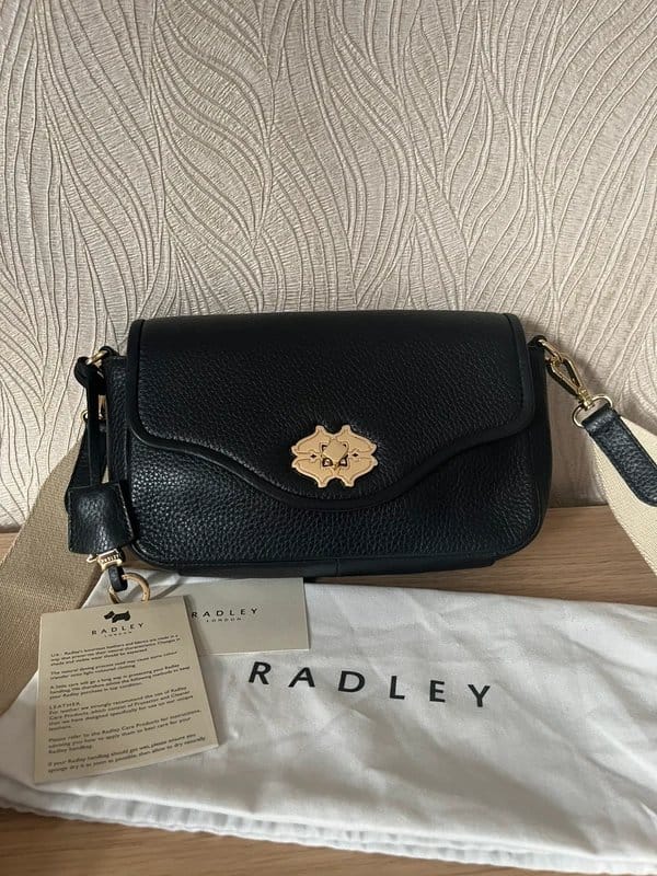 Radley Radley Black Leather Bag with Thick Material Strap - 1