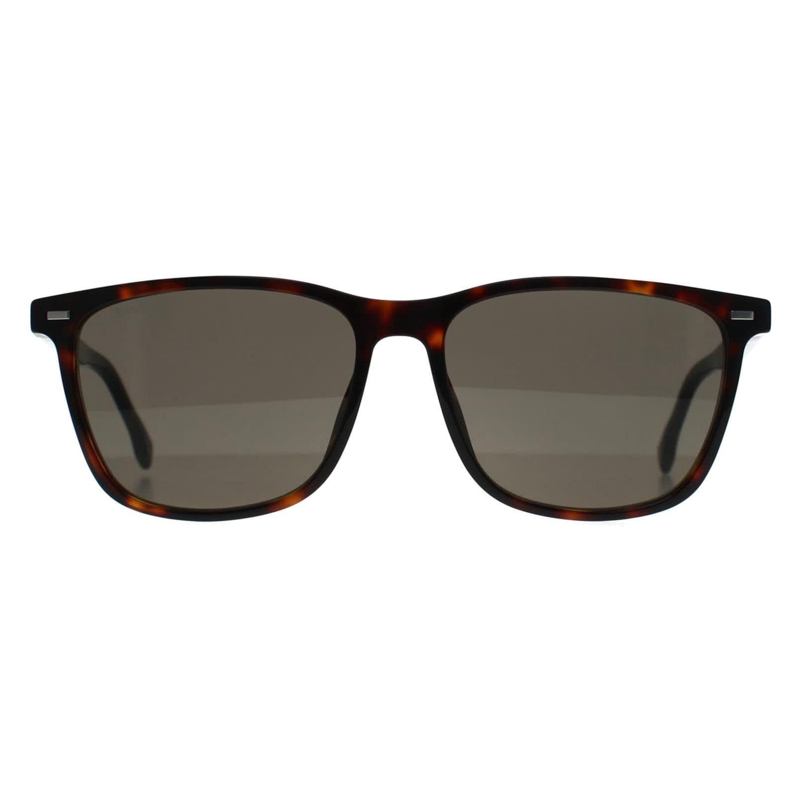 Hugo Boss Hugo Boss Men's Rectangle Havana Grey BOSS 1554/0/S in Brown