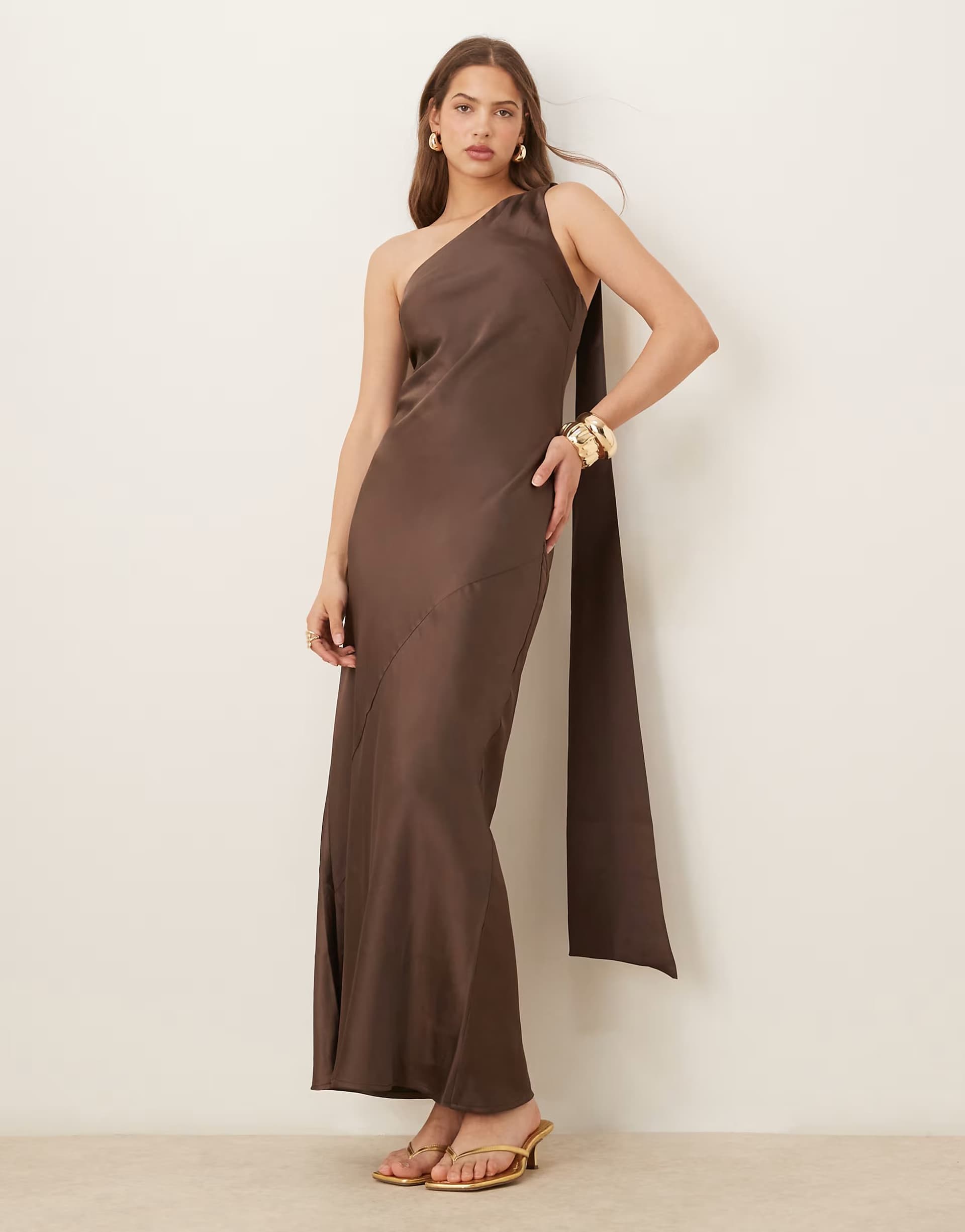 ASOS Pretty Lavish Sheree scarf maxi dress in brown
