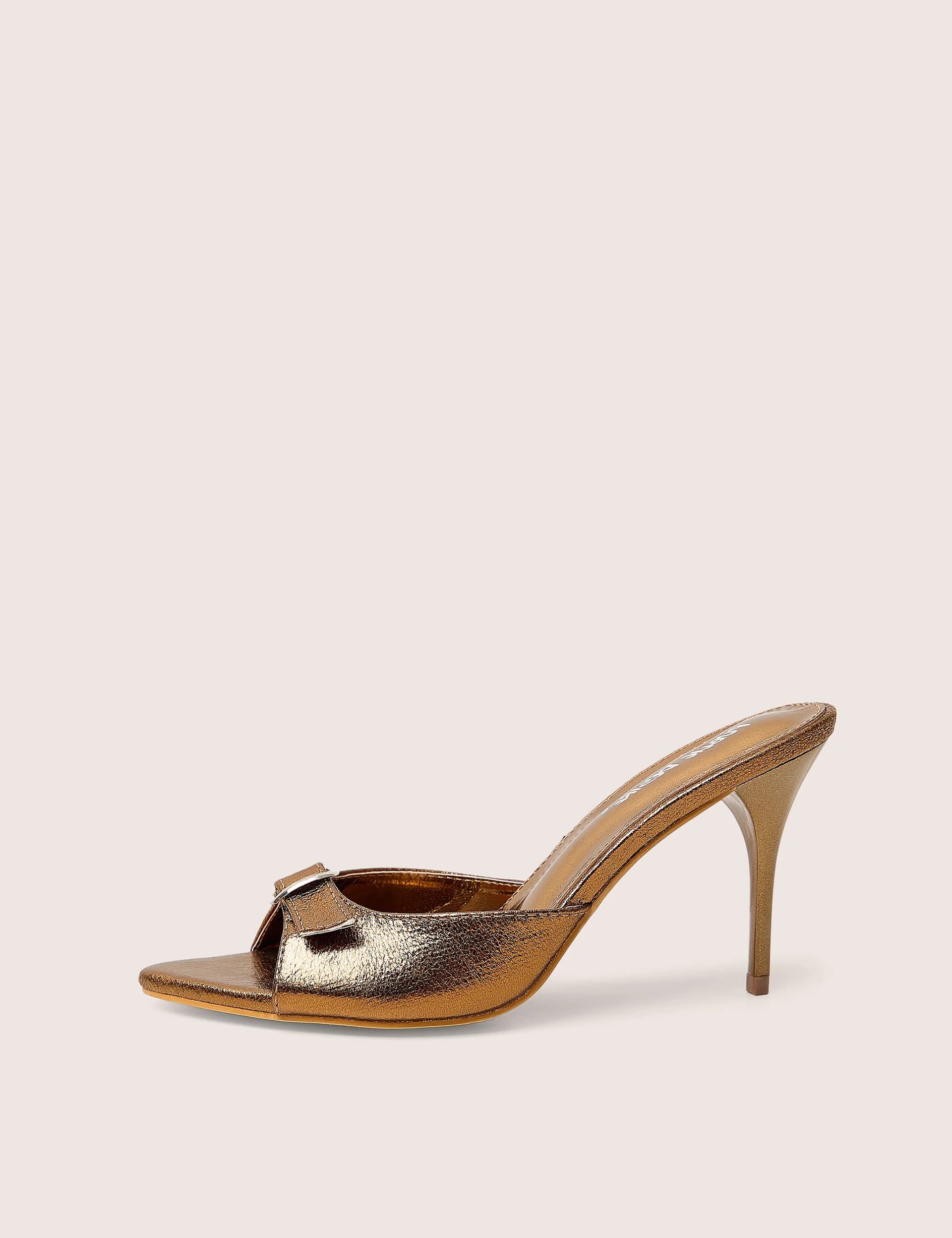 Public Desire Ledi Bronze Metallic Mule High Heel