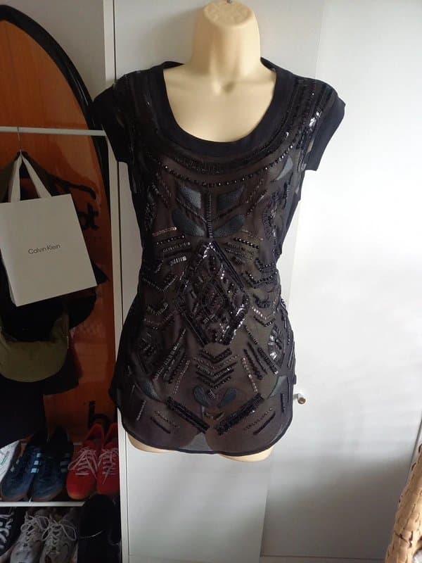 Per Una Just dropped! 'Per una' black bead/sequin embellished black top