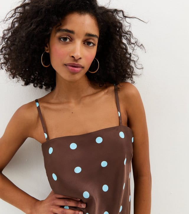 New Look Women's Brown Polka Dot Longline Cami Top New Look - 2