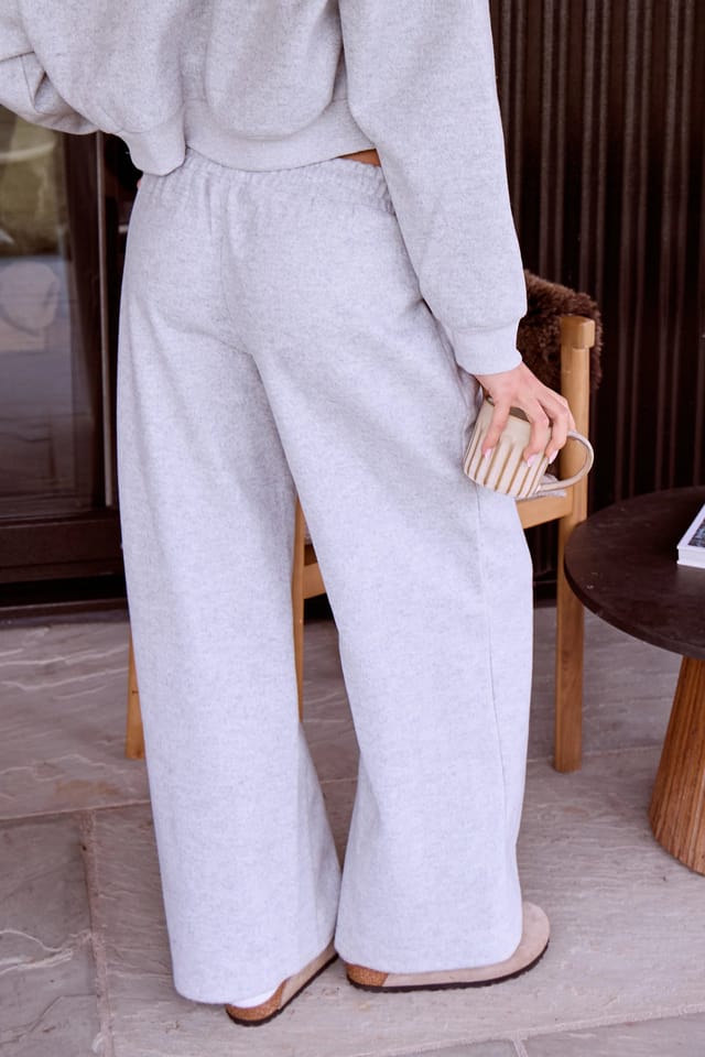 Kaiia Kaiia Wool Effect Wide Leg Trousers Grey Marl - 3