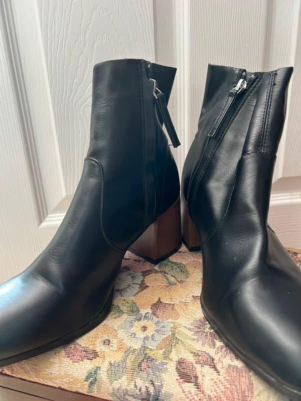 ASOS Black faux leather healed boots size 6