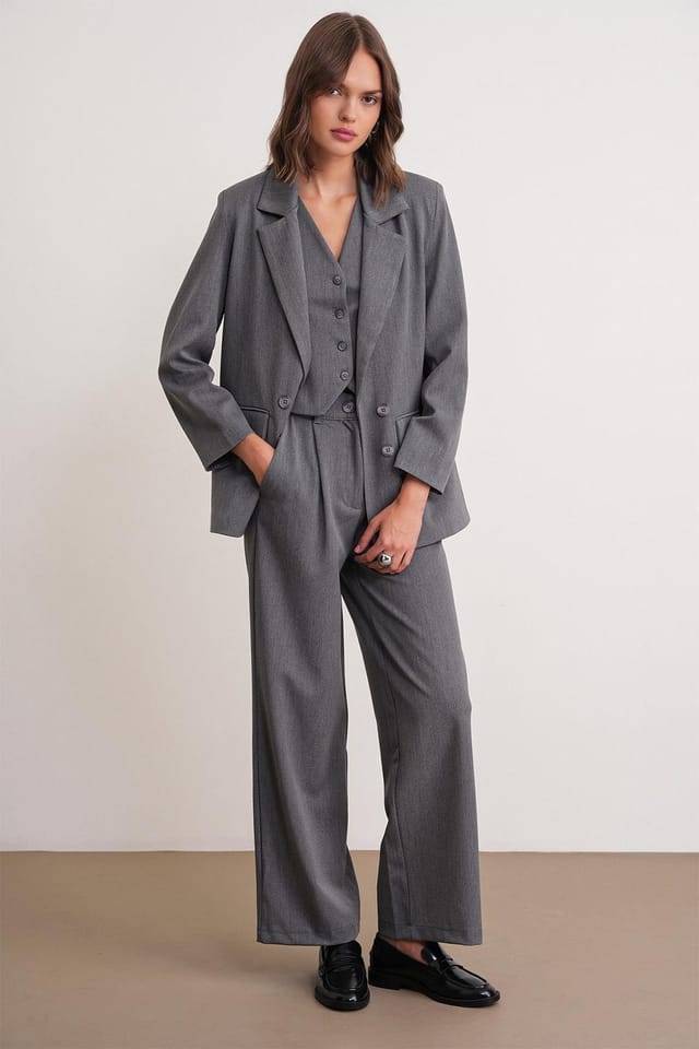 MixRay MixRay Women's Suit Blazer in Dark Grey - 2