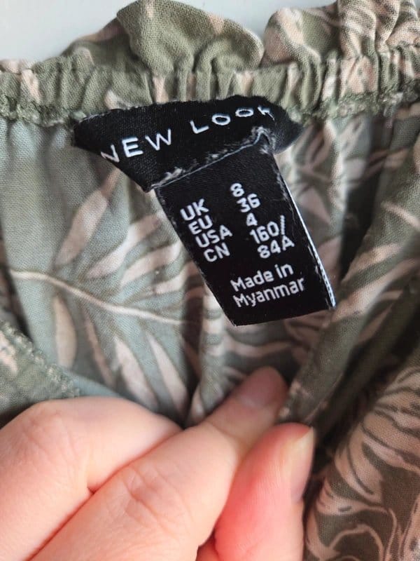 New Look Khaki Green Leaf Print Bandeau Playsuit UK Size 8