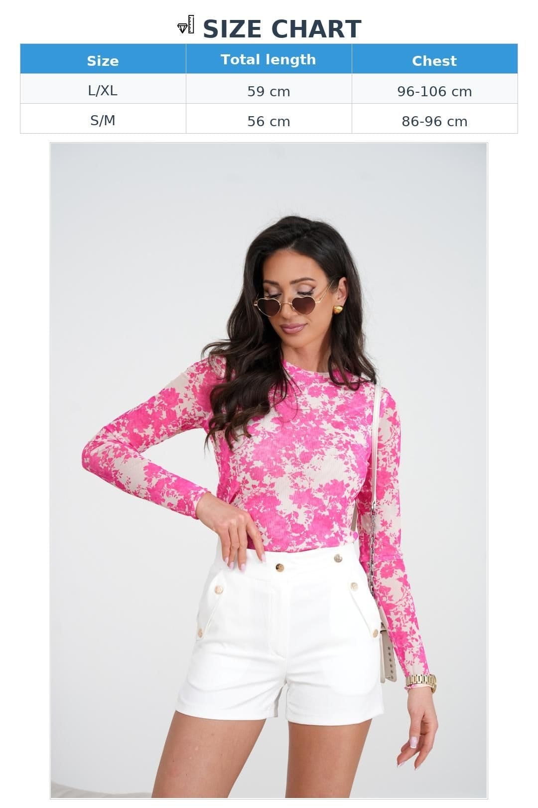 Love Lace Love Lace Women's Long Sleeve Tulle Blouse with Color Print - 4