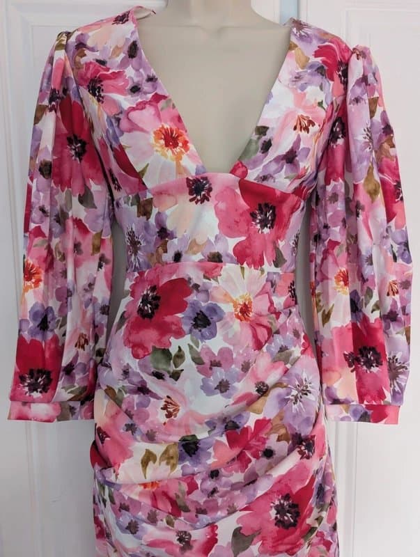 True Violet True Violet mini puff sleeve dress in floral size 6