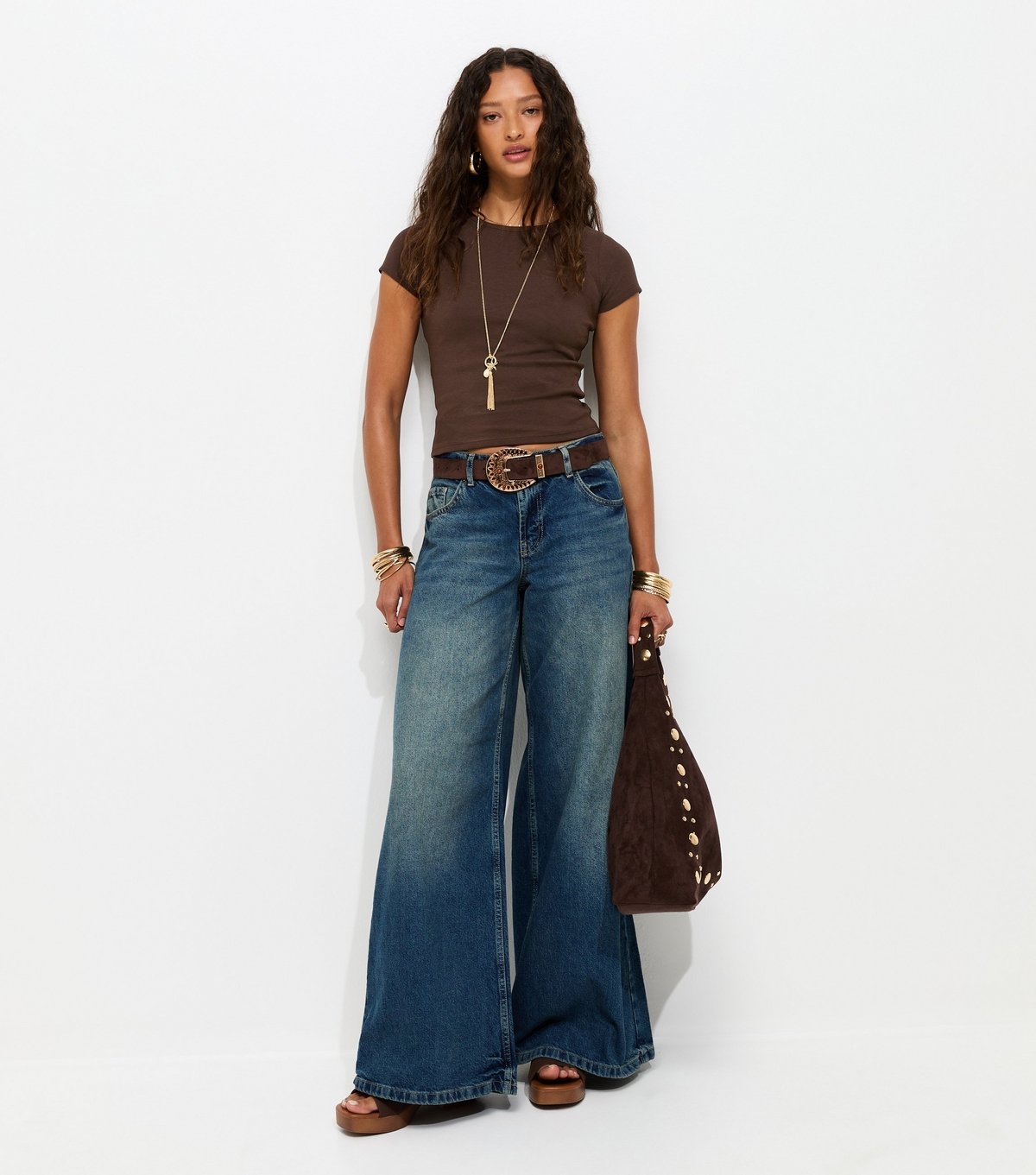 New Look Women's Dark Brown Baby Tee T-Shirt New Look - 3