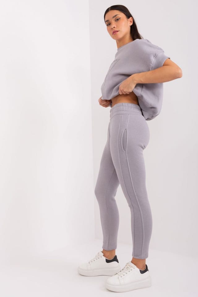 Love Lace Love Lace Women's Insulated Cotton Blend Sweatshirt Pant Set in Grey - 3