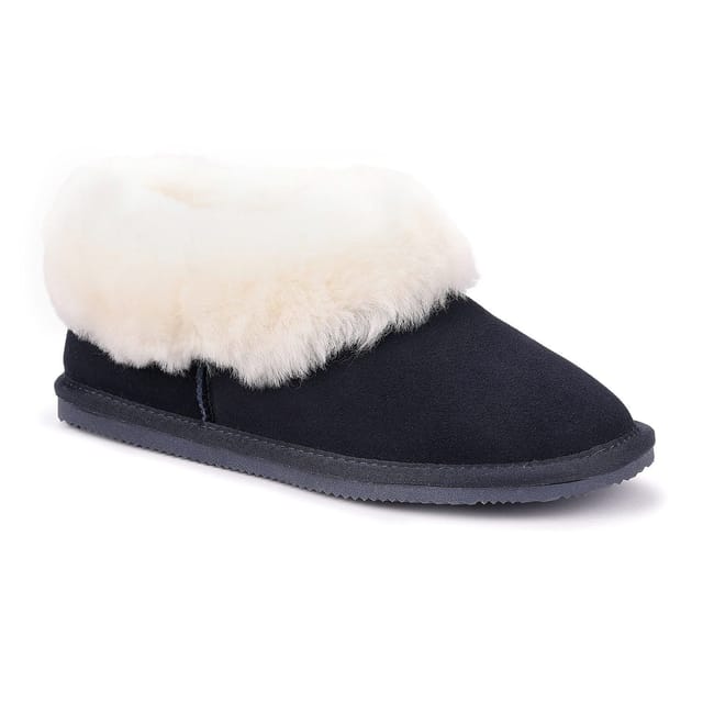 Hotter Hotter Women's 'Hug' Sheepskin Slippers in Dark Navy - 2
