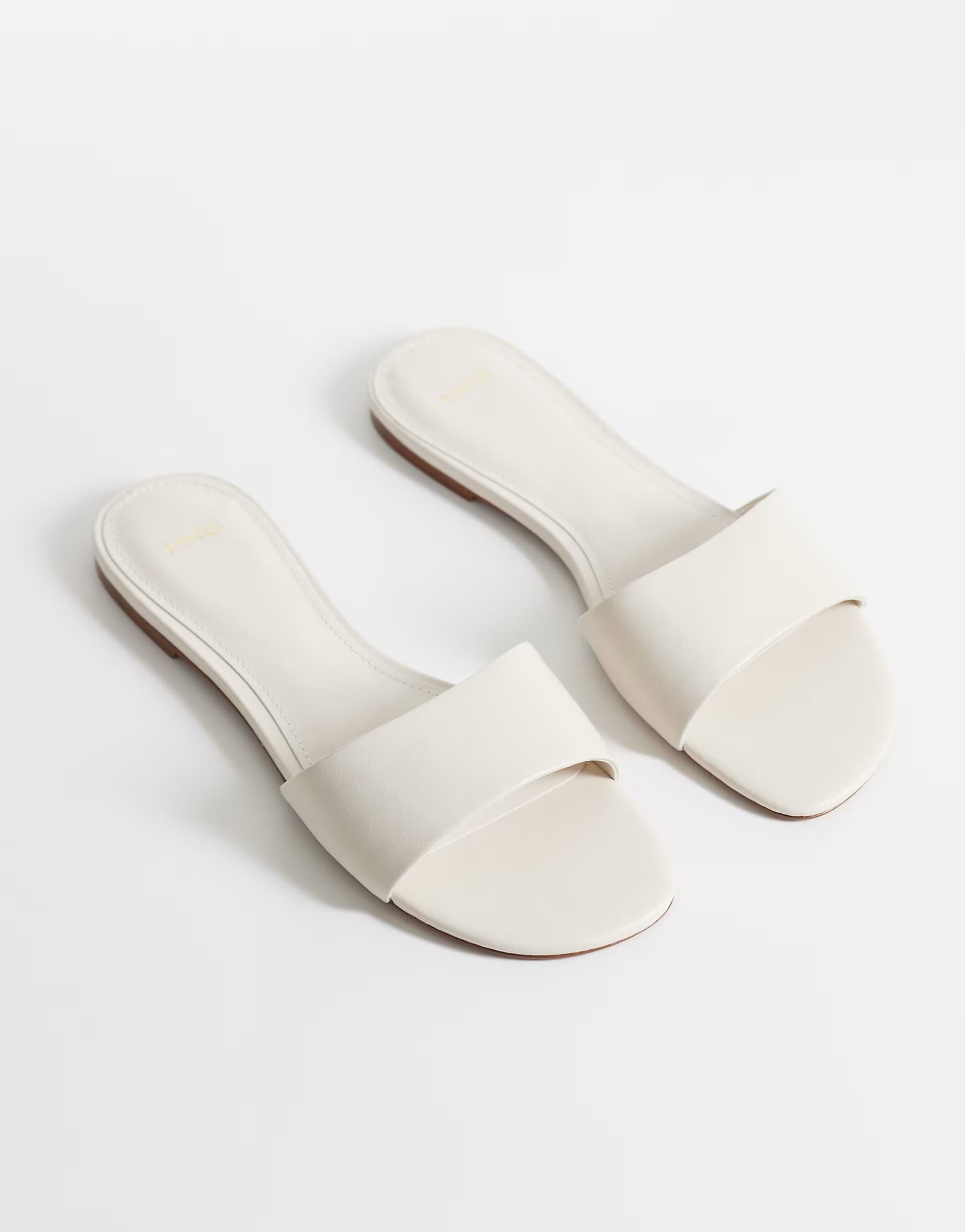 ASOS Mango faux leather flat slider in white