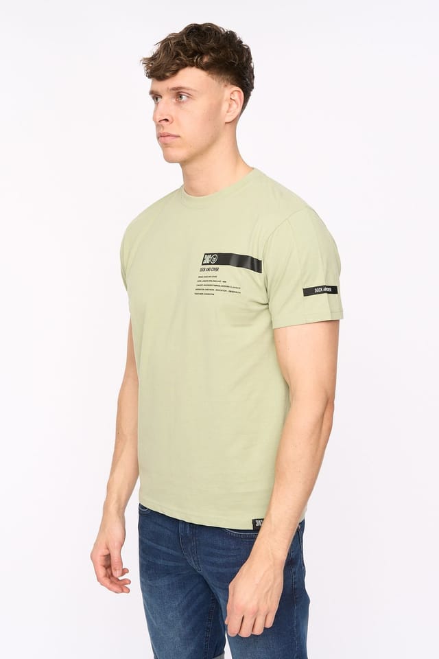 Duck&Cover Duck&Cover Men's Tatick Premium T-Shirt with Raised Chest Graphic in Light Green - 2