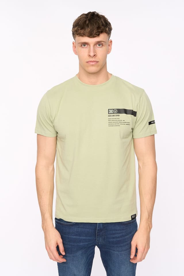 Duck&Cover Duck&Cover Men's Tatick Premium T-Shirt with Raised Chest Graphic in Light Green - 3