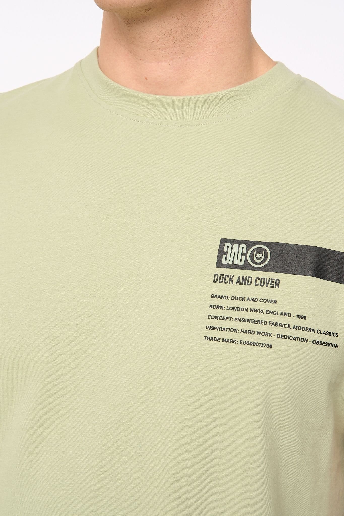 Duck&Cover Duck&Cover Men's Tatick Premium T-Shirt with Raised Chest Graphic in Light Green - 4