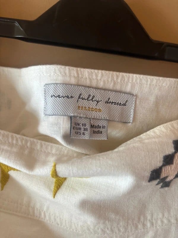Never Fully Dressed White Embroidered Wrap Midi Skirt Size 10