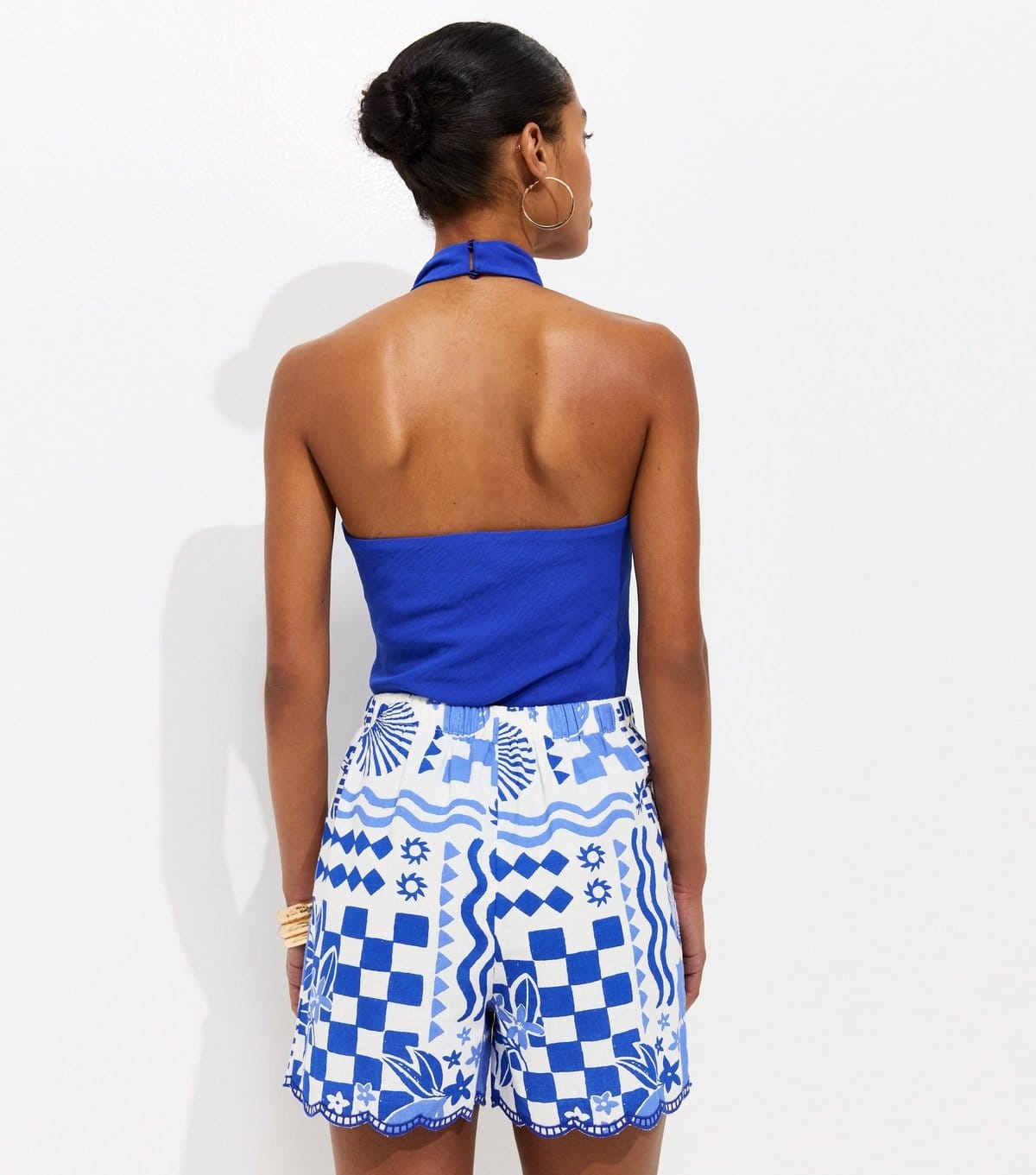 New Look Women's Blue Shell Print Scallop Hem Shorts New Look - 4