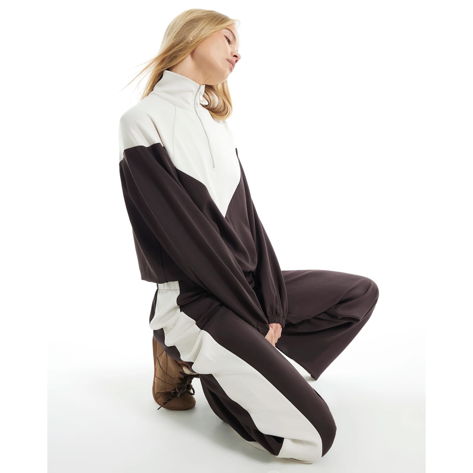 River Island River Island Womens Brown Premium Colour Blocked Track Top