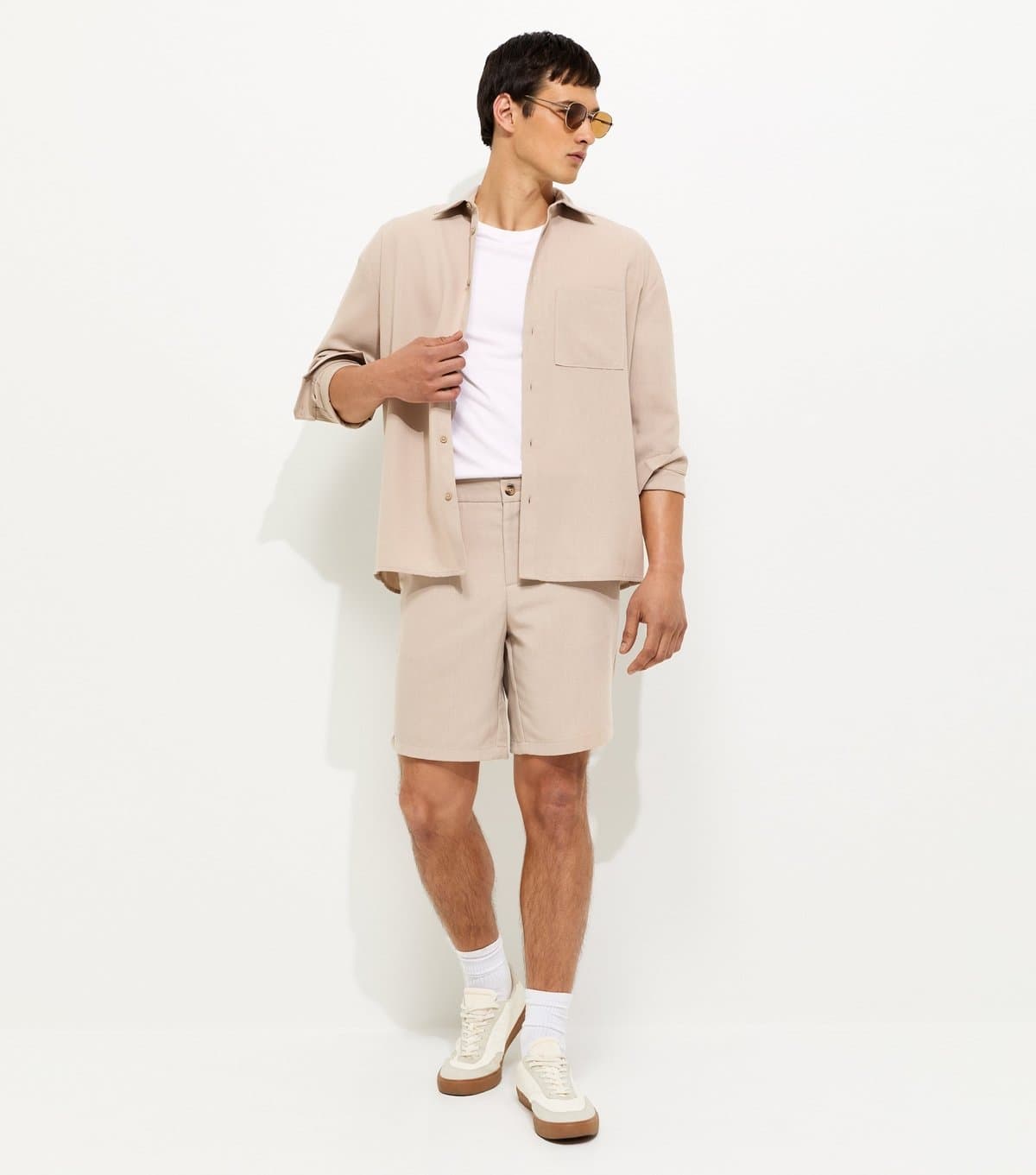 New Look Men's Stone Regular Linen Look Shorts New Look