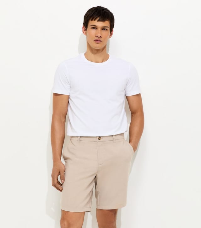 New Look Men's Stone Regular Linen Look Shorts New Look - 2