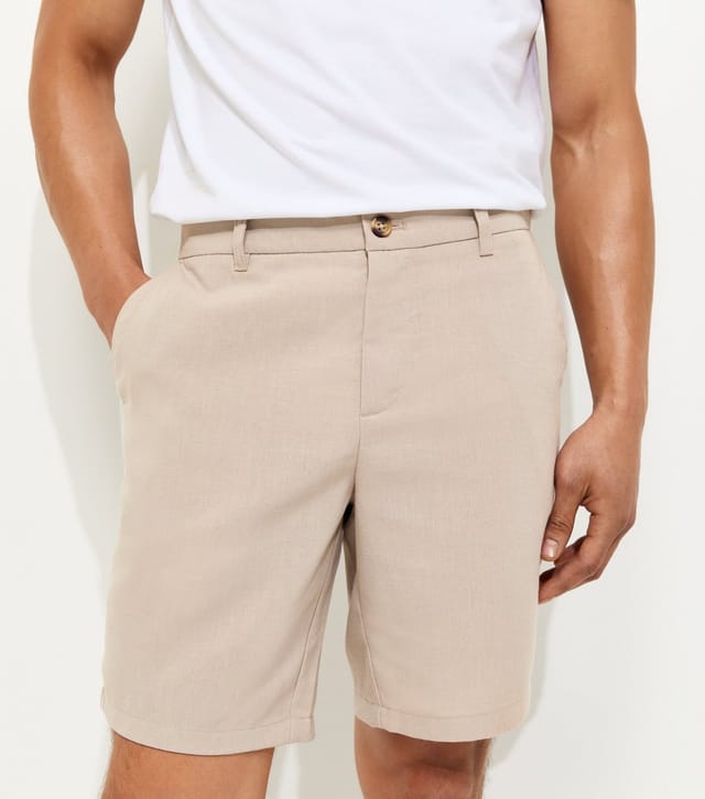 New Look Men's Stone Regular Linen Look Shorts New Look - 3