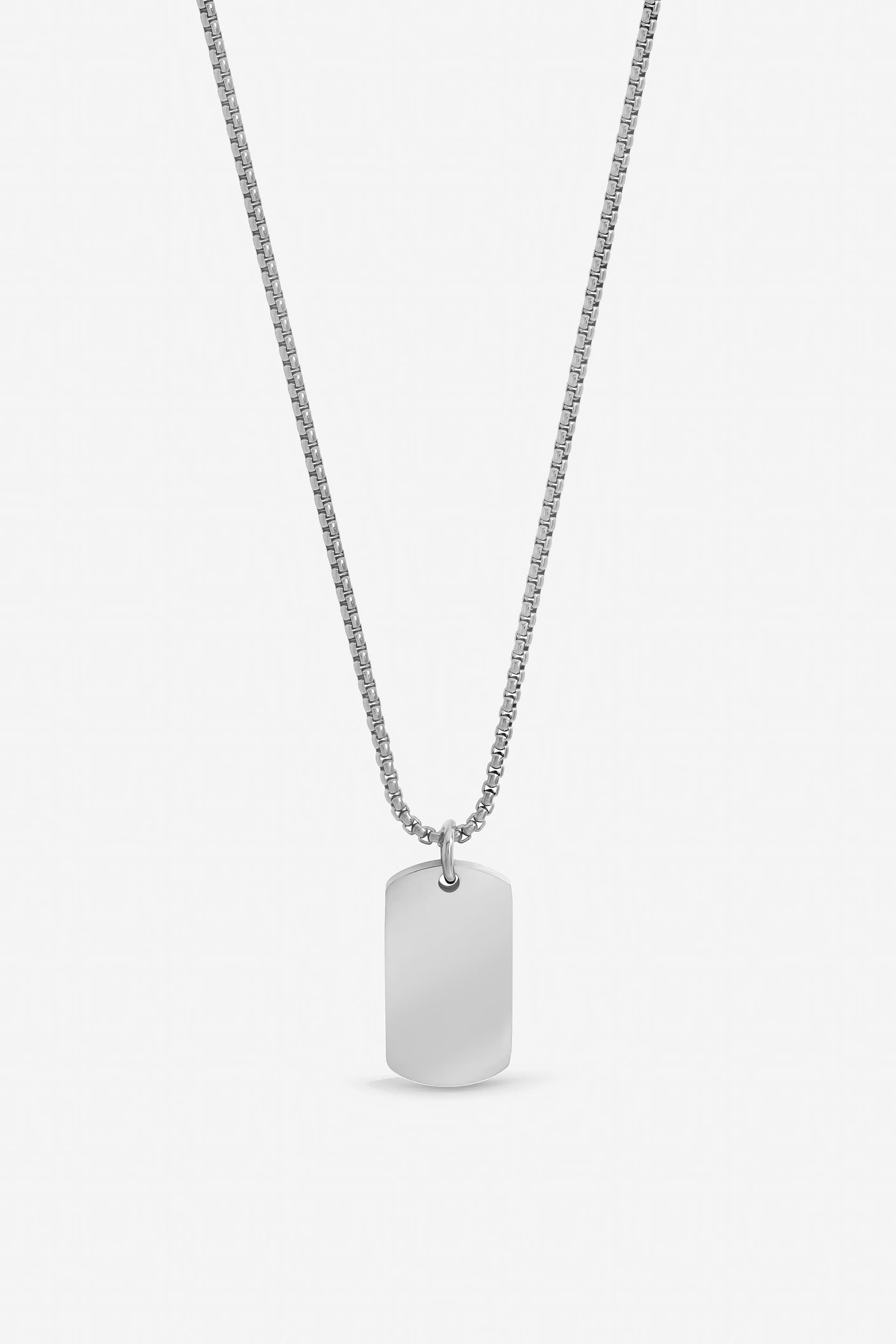 Inicio Inicio Men's Steel Waterproof Dog Tag Necklace in Silver