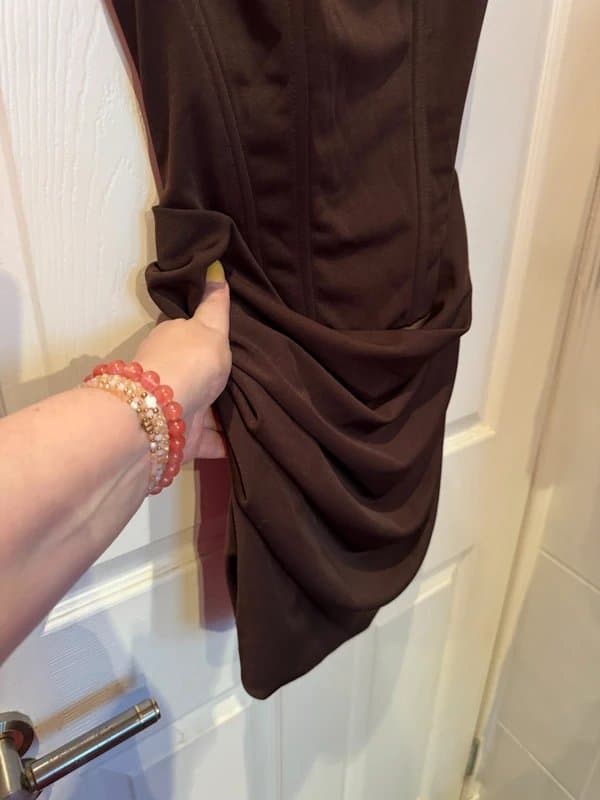 TikTok Brown Ruched Corset Style Mini Dress – Size S