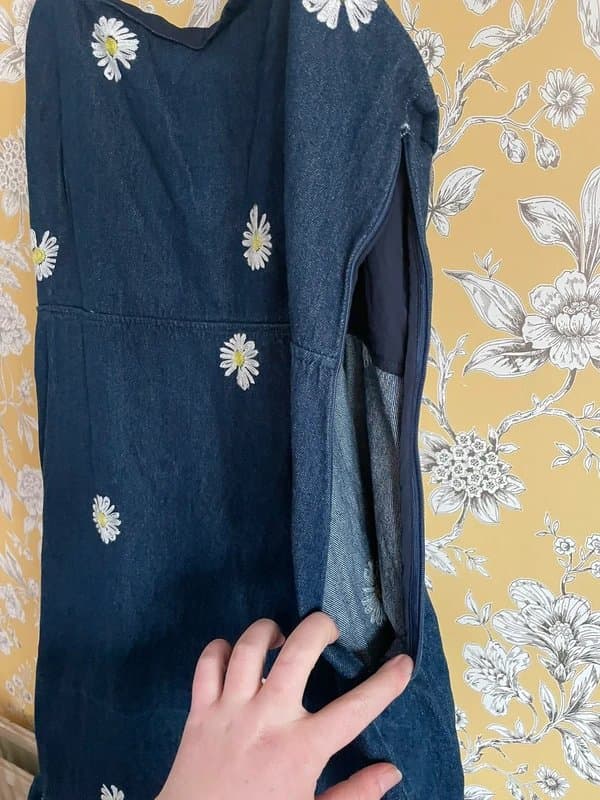 Never Fully Dressed Maxi denim embroidered dress