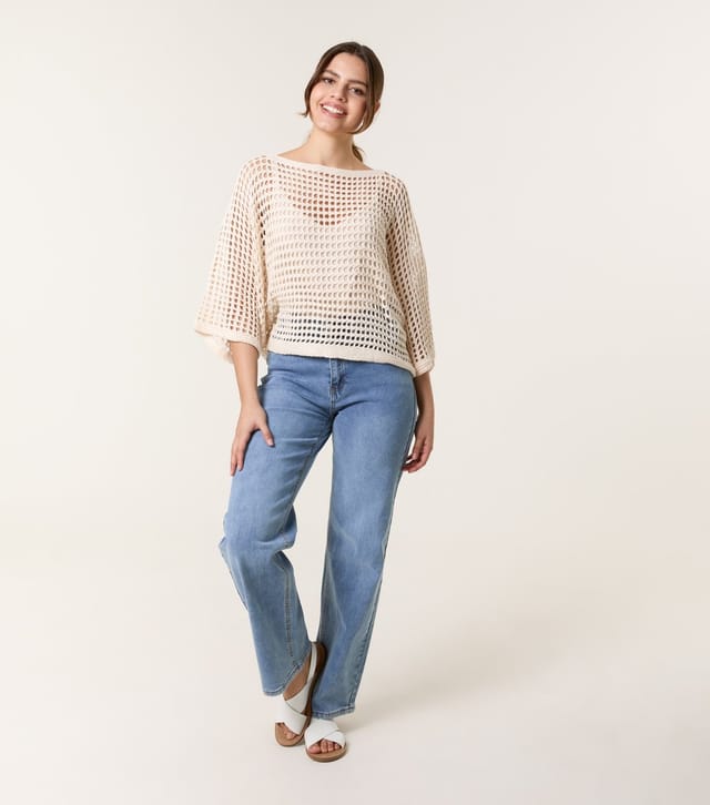 Blue Vanilla Women's Stone Open Knit Top Blue Vanilla New Look - 2