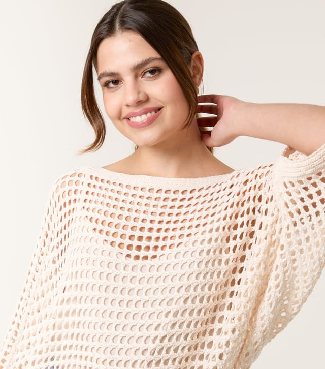 Blue Vanilla Women's Stone Open Knit Top Blue Vanilla New Look - 3