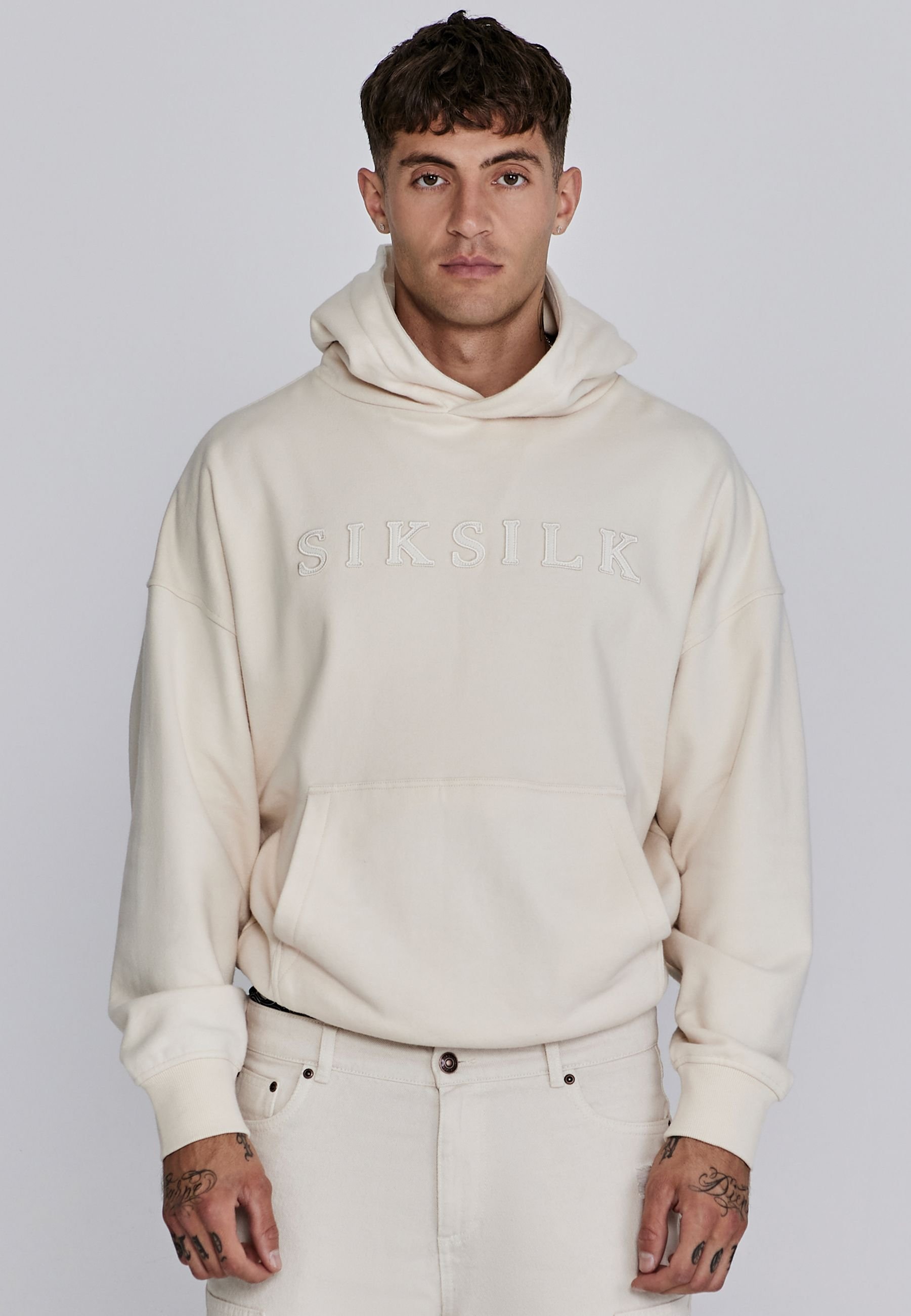 SikSilk SikSilk Men's Ecru Applique Hoodie - 2