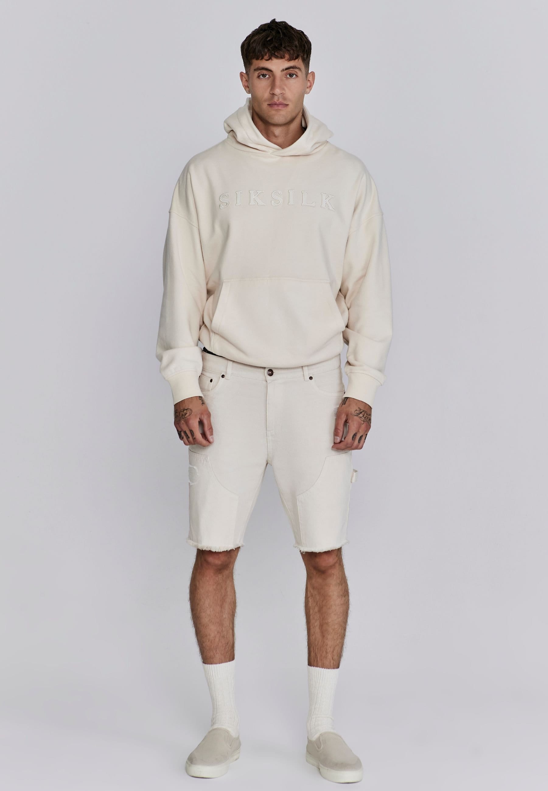 SikSilk SikSilk Men's Ecru Applique Hoodie - 4